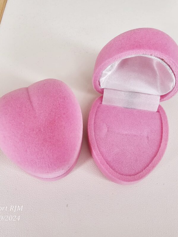 docena cofre corazon bombita terciopelo para arete y anillos rosado