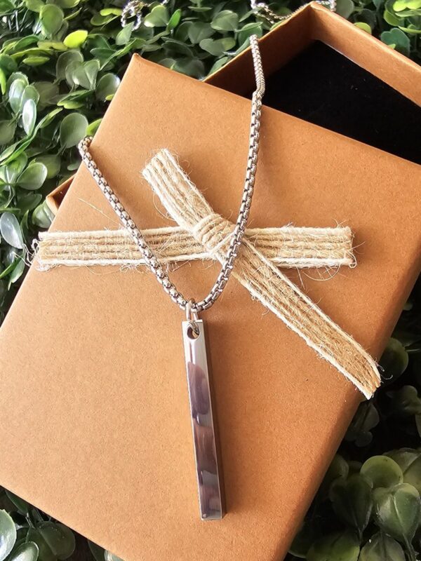 collar barra vertical caballero acero plateado dorado