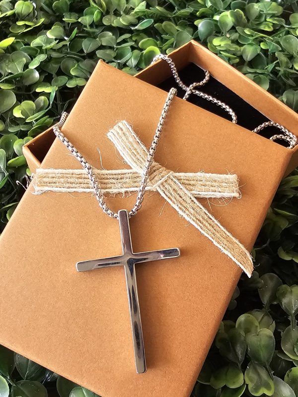collar cruz acero plateado dorado