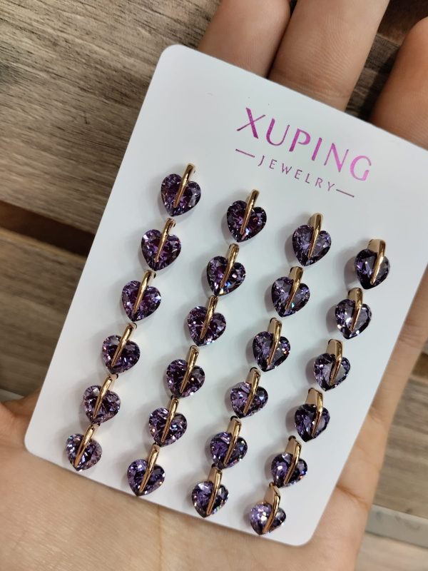 p60 arete corazon lila xuping jewerly rose