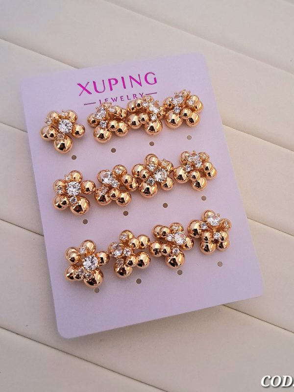 arete flor bombita circon xuping jewerly rose