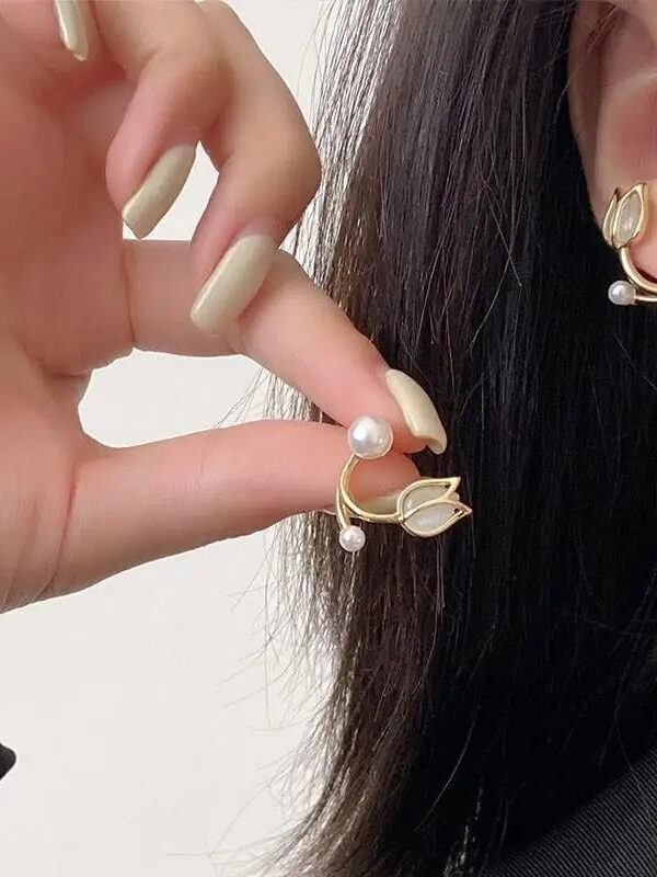 arete trepador Tulipan acero dorado