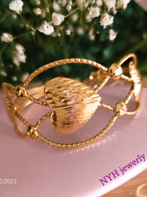 pulsera chunky corazones regulable NYH jewerly acero dorado