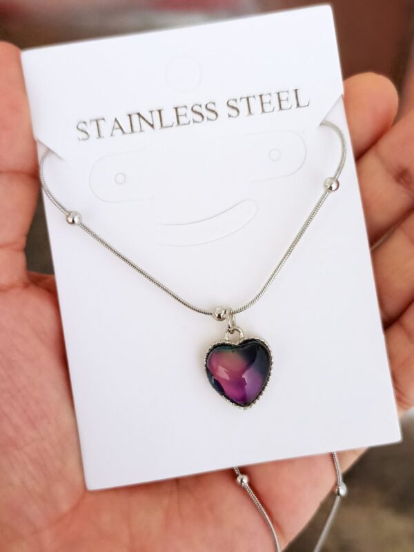 collar sentimiento acero plateado