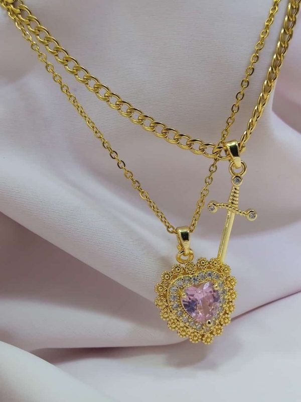 collar espada pareja corazon