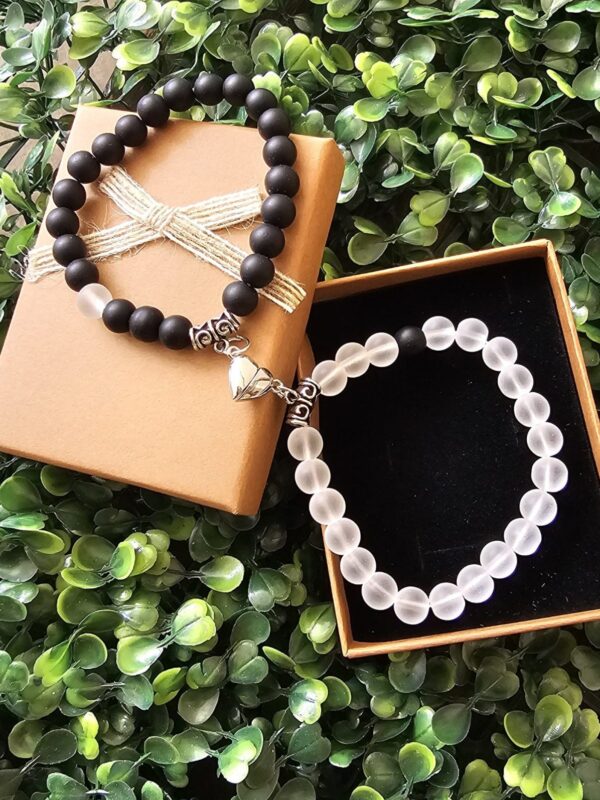 pulsera pareja piedras corazon imantado