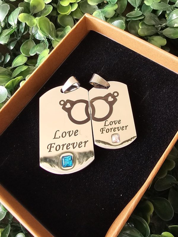 collar pareja love forever acero plateado