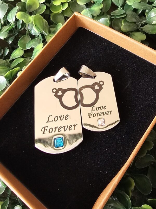 collar pareja love forever acero plateado