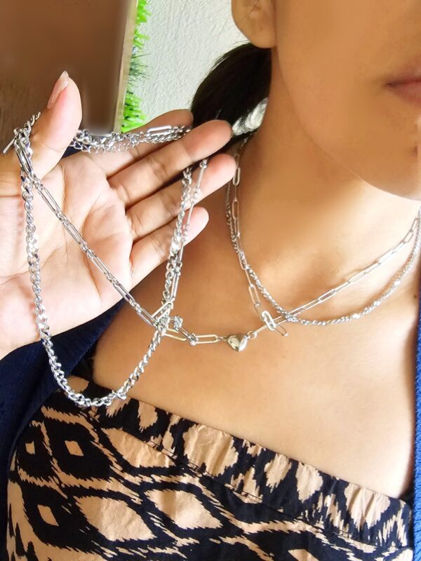 Collar doble caída Pareja plateaDO ACERO