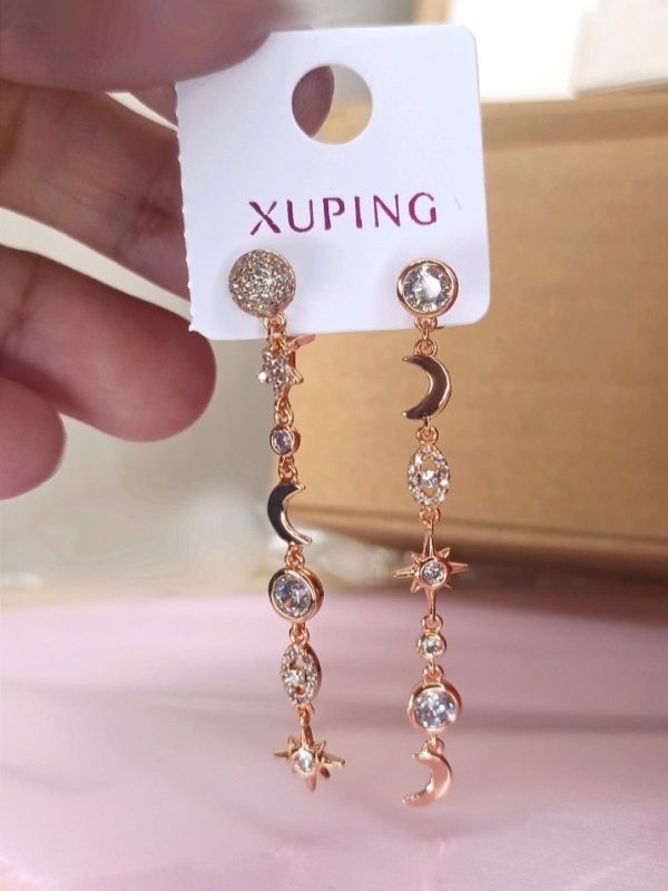 arete 🌞🌛🌟 largo sol luna estrella xuping jewerly rose