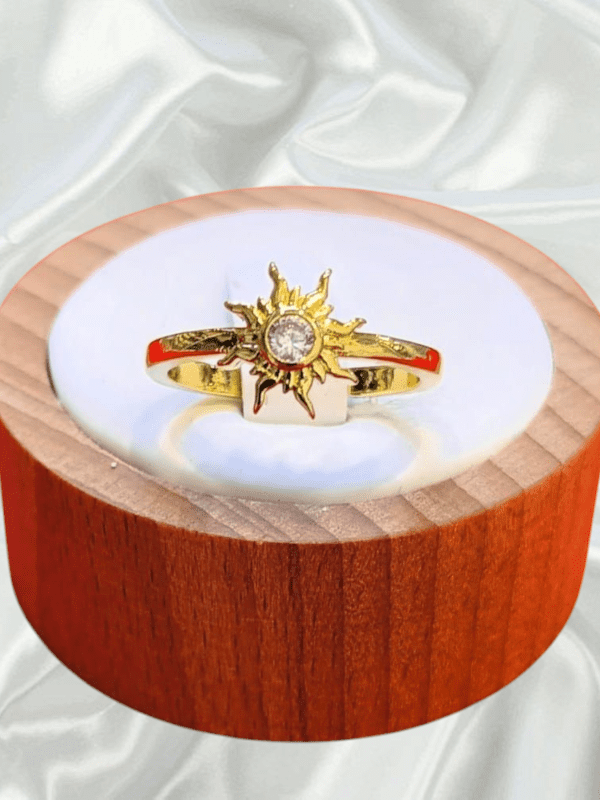 anillos sol punto luz acero dorado regulable