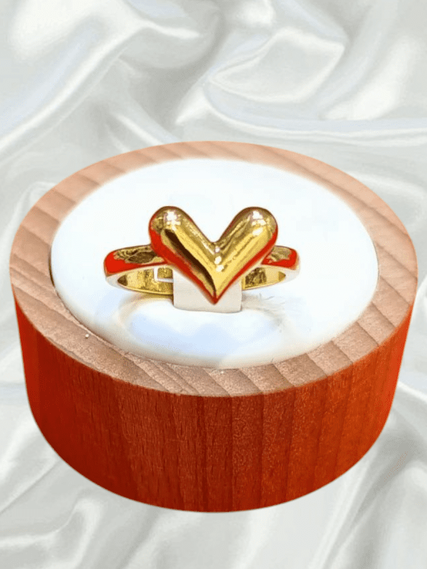 anillo corazon acero dorado regulable