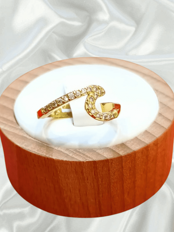 anillo ola mar acero dorado regulable