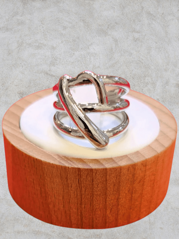 anillos chunky acero plateado malla trenzado regulable