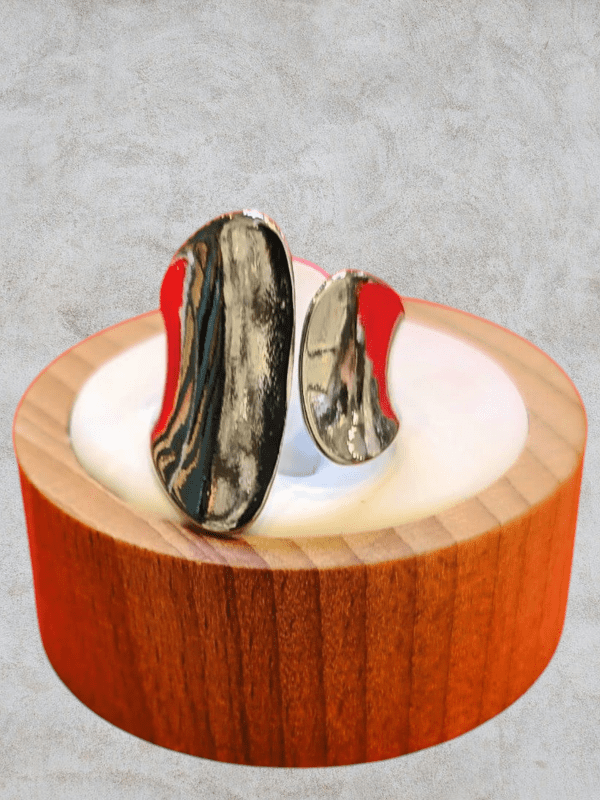 anillos chunky acero plateado placa regulable