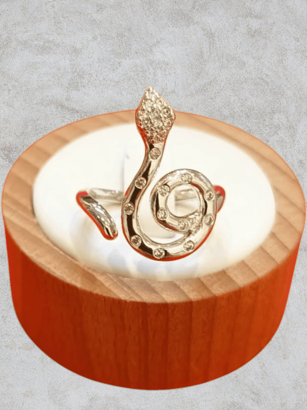 anillos serpiente circon acero plateado regulable