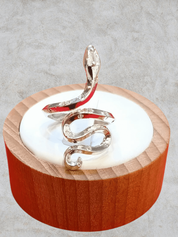 anillo serpiente circon acero plateado regulable