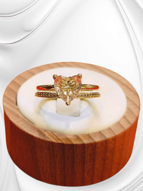 anillo corazon circon acero dorado regulable