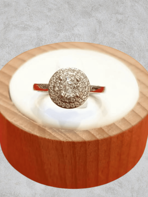 anillo circon redondo acero plateado regulable