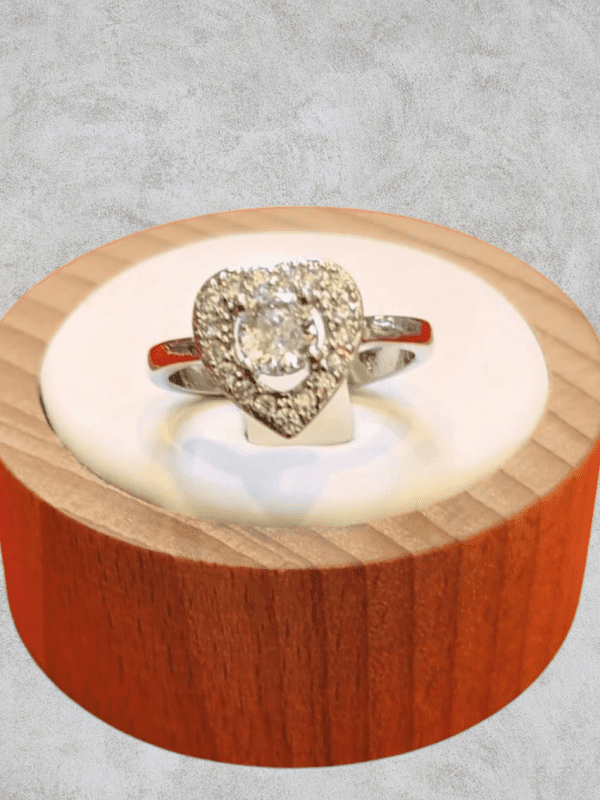 anillos corazon circon acero plateado regulable