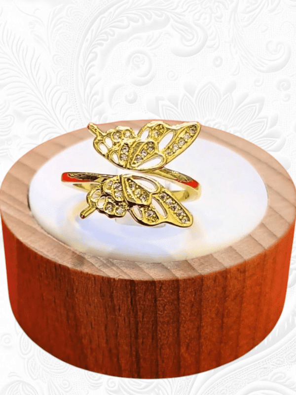 anillo mariposa acero dorado regulable