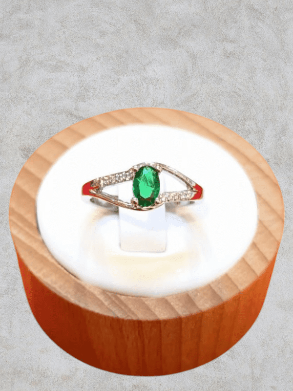 anillos ojo verde acero plateado regulable