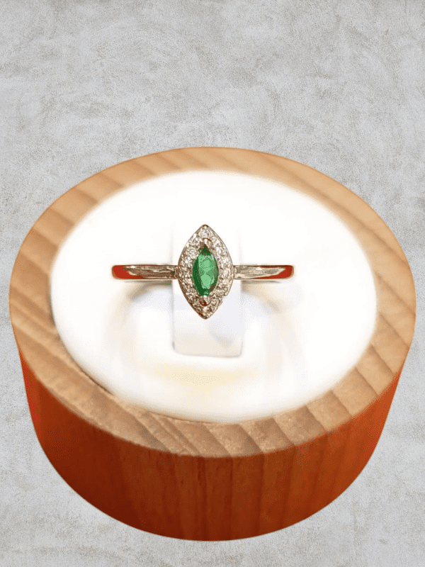 anillo ojo verde acero plateado regulable