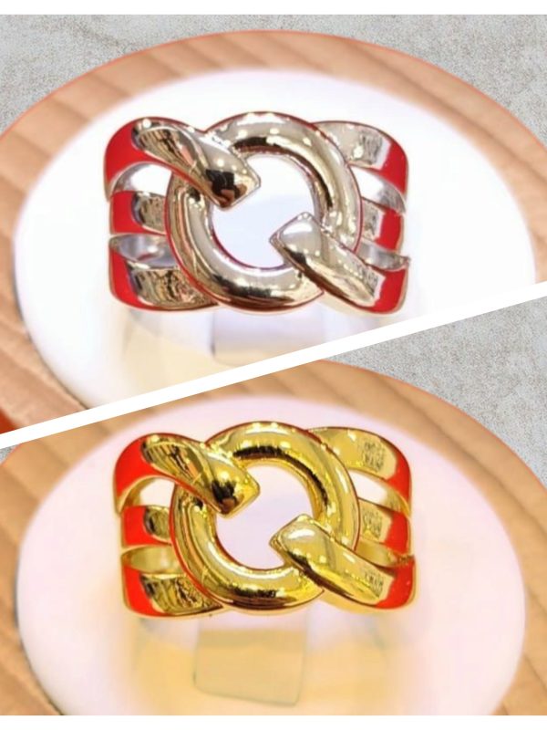 anillo chunky circulo acero dorado plateado regulable