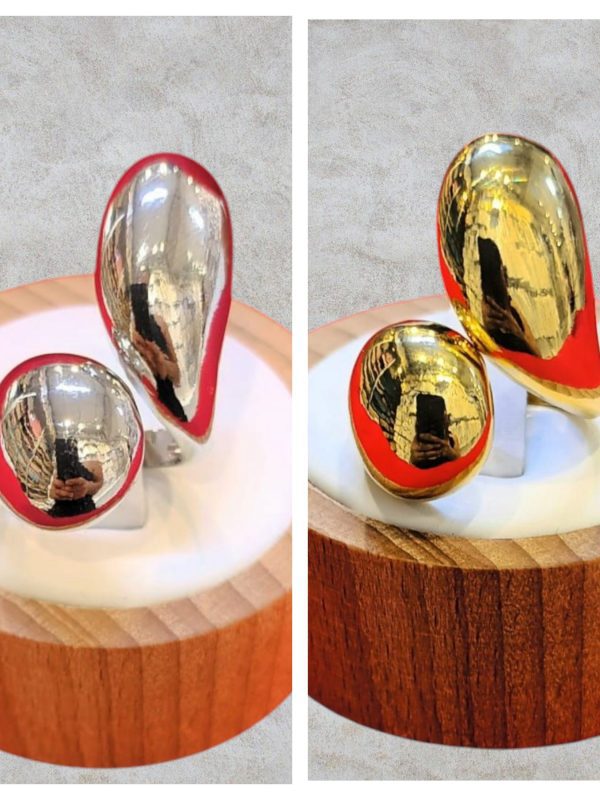 anillo chunky acero dorado regulable