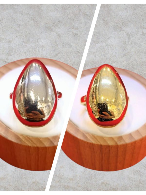 anillos gota chunky acero dorado plateado regulable