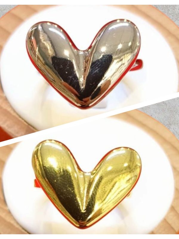 anillo corazon chunky acero dorado plateado regulable