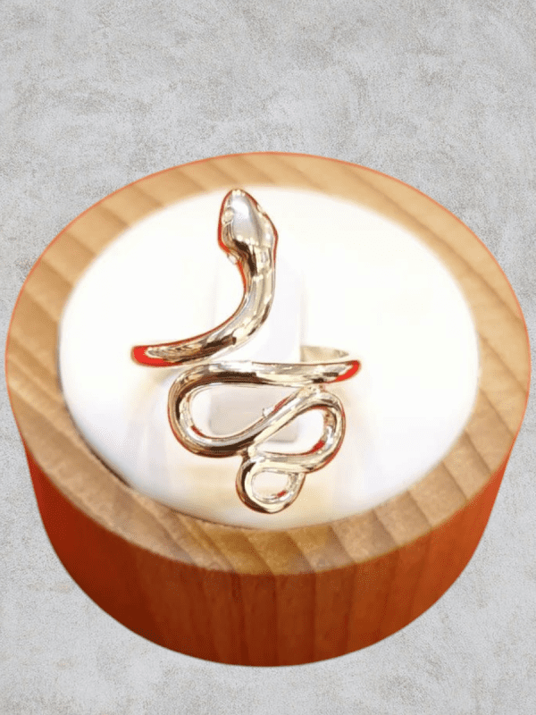 anillo serpiente liso acero plateado regulable