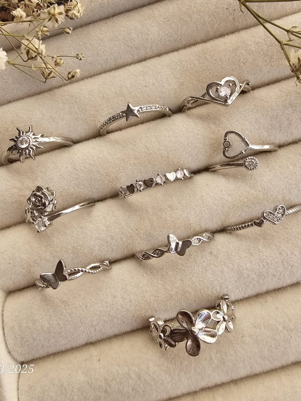 anillos regulable acero plateado