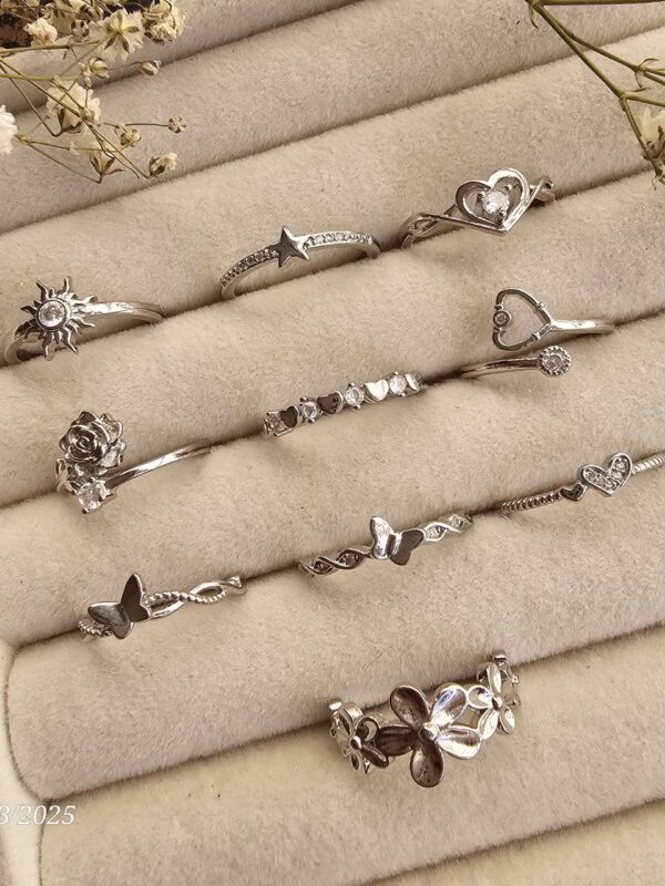 anillos regulable acero plateado