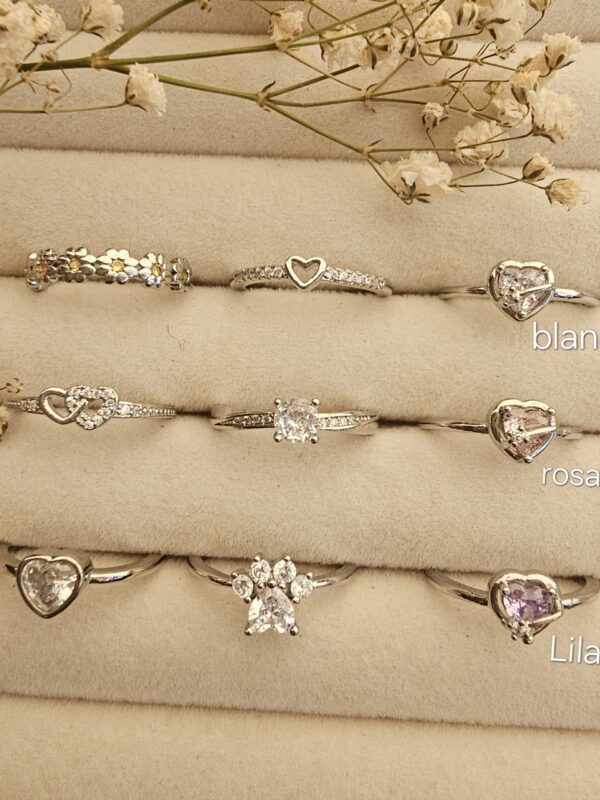 anillos regulable acero plateado