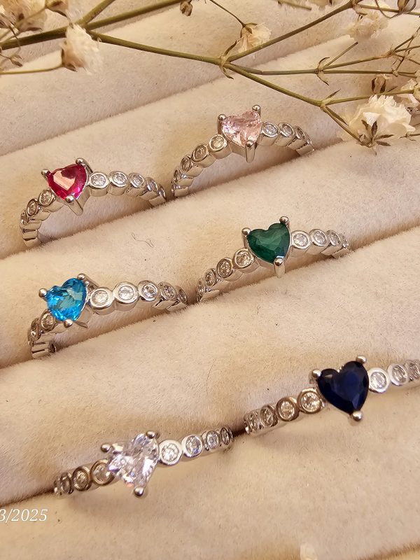 anillos corazones plateado acero regulable