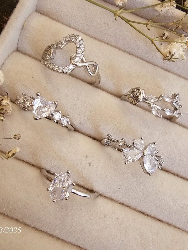 anillos regulable acero plateado