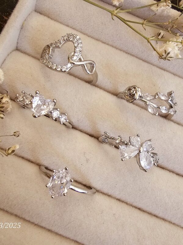 anillos regulable acero plateado