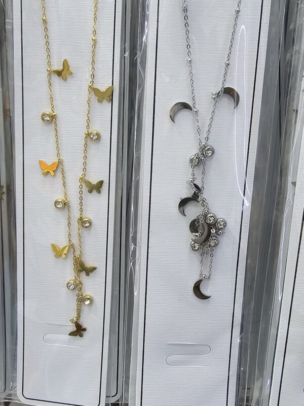 collar diseños puntos de luz acero dorado y plateado