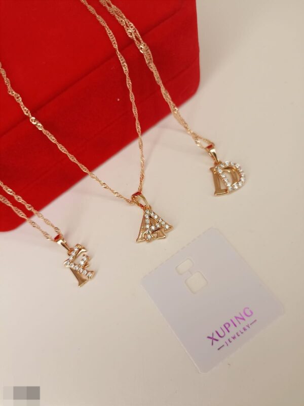collar inicial doble efecto xuping jewerly rose, todas las letras