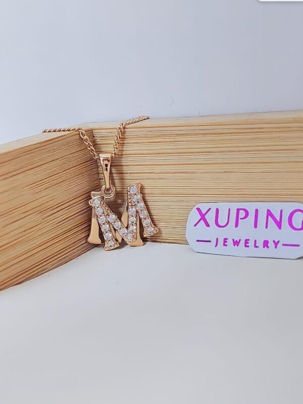 collar iniciales doble efecto xuping jewerly rose, todas las letras