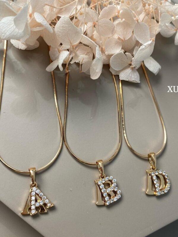 collar iniciales efecto doble xuping jewerly rose, todas la letras