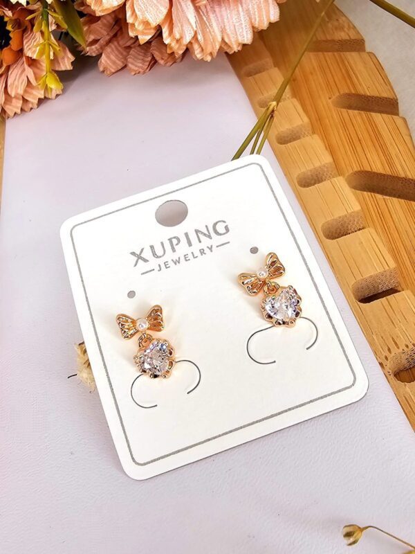 aretes lazo perla corazon xuping jewerly rose