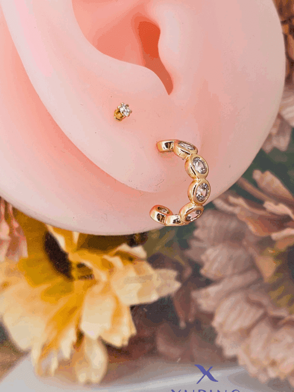 arete puntos de luz redondo xuping jewerly rose