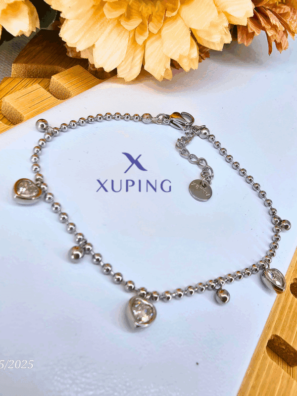 pulsera corazon circon bombita xuping TTM plateado