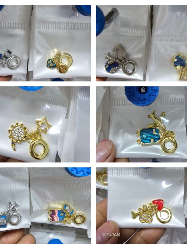dijes charms acero dorado y plateado