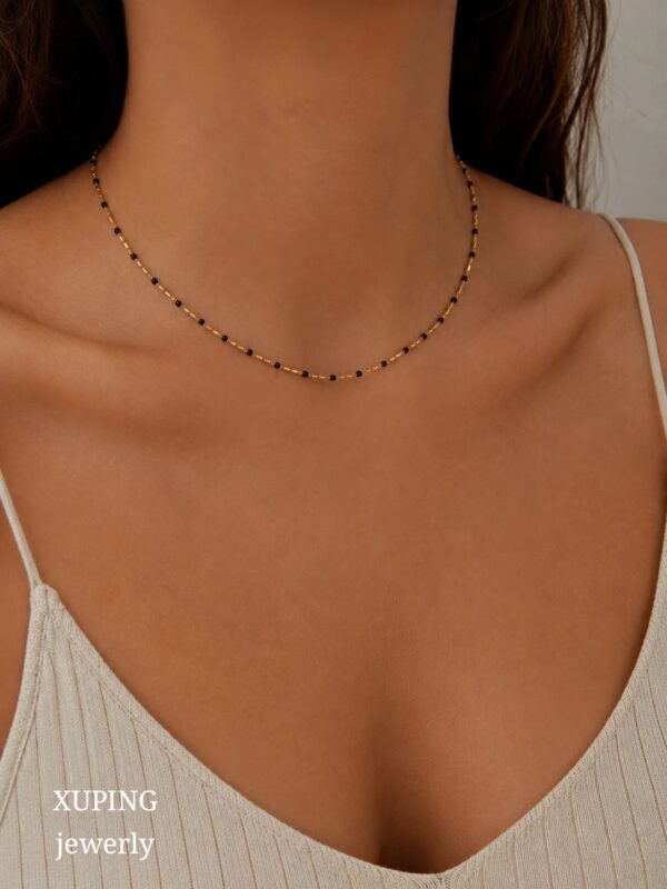 cadena colores punto negro 45cm, xuping jewerly rose