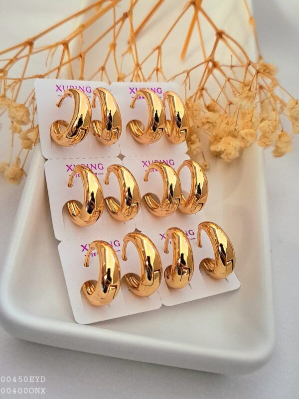 canoa delgada xuping jewerly rose arete