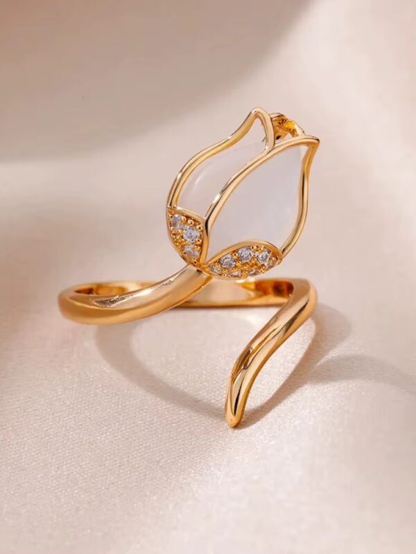 anillos tulipan regulable acero dorado