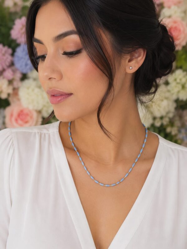 cadena turquesa 45cm xuping jewerly rose, punto y coma